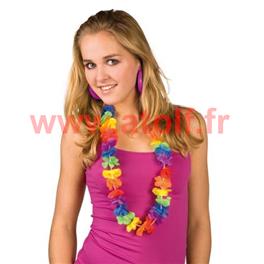 Collier de fleurs Hawaïen Luxe multicolore