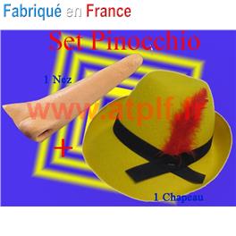 Set Pinocchio adulte Chapeau (feutre)+ Nez 