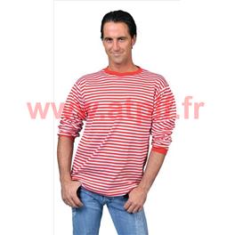 Tee Shirt rayé blanc-rouge (H) Tee Shirt rayé blanc-rouge (H)