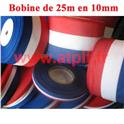 Bobine de 25m de Ruban tricolore 10mm (viscose)