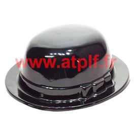 Chapeau melon noir en plastique Adulte