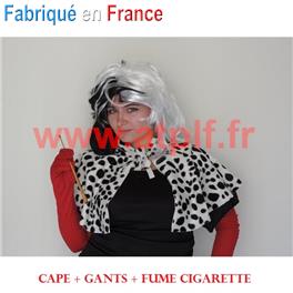 Set Cruella d'Enfer (Cape d'Epaule+Gants+Fume Cigarette) (F)