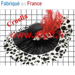 Capeline de Cruella d'Enfer en peau de Dalmtien (Factice)