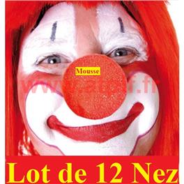 Lot de 12 Nez de Clown en mousse rouge