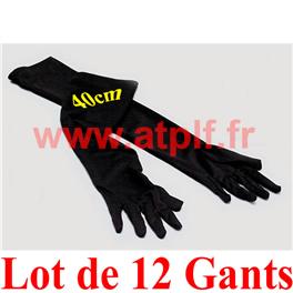 Lot de 12 Gants long Noir 40cm (la paire)