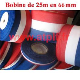 Bobine de 25m de Ruban tricolore 66mm (viscose)