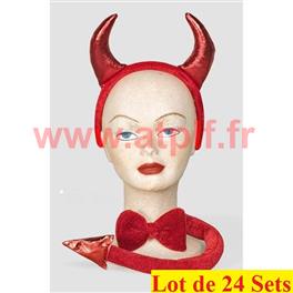 Lot de 24 Set de déguisement Diable (3pièces)