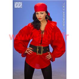 Chemise à jabot Rouge (M/L-XL) (Pirate, Renaissance, Etc)