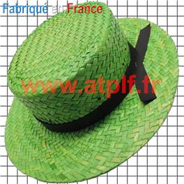 Canotier en paille couleur verte