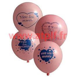 Sac de 100 ballons rose  "Vive les Mariés", Ø 30cm  