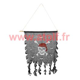 Drapeau Pirate, Bannière Etendard Tête de Mort - Skull 47x50cm