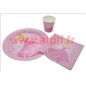 Sachet de 12 Serviettes papier Thème Princesse Rose 33 x 33 cm - 