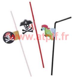 Set de 6 pailles chalumeaux "Pirate" Set de 6 pailles chalumeaux "Pirate"