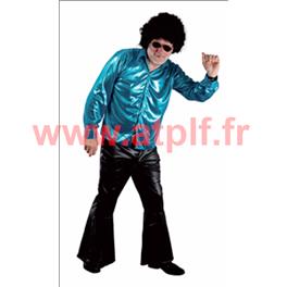 Chemise disco métallisée - turquoise - taille unique