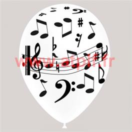 Pochette de 8 Ballons Ø30cm "Musique (impréssion tout autour)