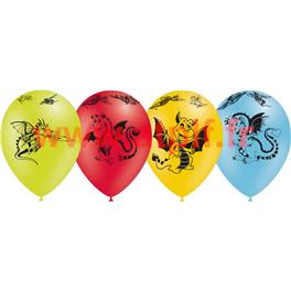 Pochette de 8 Ballons Ø30cm "Dragons" (impréssion tout autour)