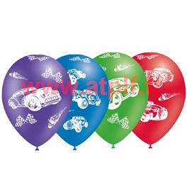 Pochette de 8 Ballons Ø30cm "Voiture" (impréssion tout autour) Pochette de 8 Ballons Ø30cm "Voiture" (impréssion tout autour)