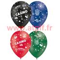 Pochette de 8 Ballons Ø30cm "Casino" (impréssion tout autour)