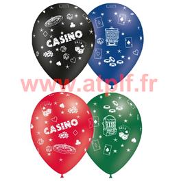 Pochette de 8 Ballons Ø30cm "Casino" (impréssion tout autour)