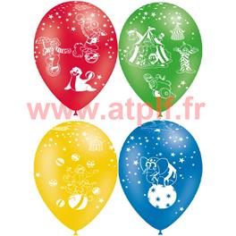 Pochette de 8 Ballons Ø30cm "Cirque" (impréssion tout autour)