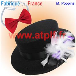 Déguisement Mary Poppins (Chapeau + Noeud rouge)