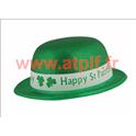 Chapeau melon plastique  paillettes vertes St Patrick