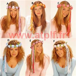 Couronne de  Fleurs avec ruban pour Nymphe,Vestale,prêtresse, Hawaienne,