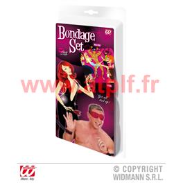 Set Bondage (bandage poignets et chevilles + bandeau pour yeux + plumes)