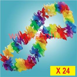 Lot de 24 Colliers de fleurs Hawaïen multicolore (Tissu) Lot de 24 Colliers de fleurs Hawaïen multicolore (Tissu)