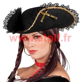 Chapeau Tricorne, Bicorne Angélique, Marquise, Pirate