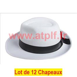 LOT A PRIX PRO: 12 Chapeaux Borsalino blanc, Gangster, Prohibition, Mafia, 