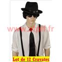 Lot à Prix Pro: 12 CravateS noire de Blues Brothers, Gangster, Mafieux,Chauffeur (Tissu)