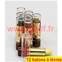 Boite de 12 tubes Baton à lèvres pailleté ou irisé