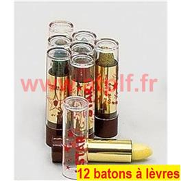 Boite de 12 tubes Baton à lèvres pailleté ou irisé