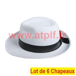 LOT A PRIX PRO: 6 Chapeaux Borsalino blanc, Gangster, Prohibition, Mafia, 