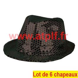 LOT A PRIX PRO: 6 Borsalinos Disco Sequin Paillettes Noir LOT A PRIX PRO: 6 Borsalinos Disco Sequin Paillettes Noir