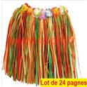 LOT A PRIX PRO: 24 Jupes Hawaienne, Pagne avec ceinture à fleurs 40cm multicolore