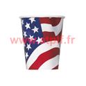 Lot de 8 gobelets 27cl Drapeau americain, Usa, Etat Unis