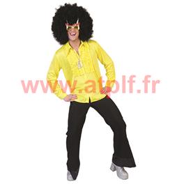 Chemise Disco à jabot Jaune fluo