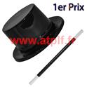 Set de Magicien 1er prix Chapeau plastique + Baguette magique