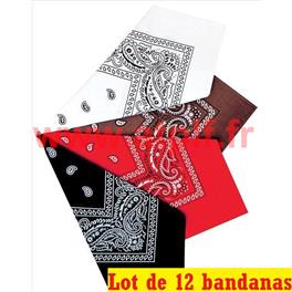 Lot de 12 Bandanas (15 coloris au choix)