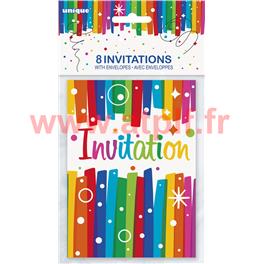 8 cartes d'invitation gouter d' anniversaire + enveloppes