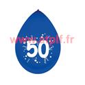 Sachet de 10 Ballons Jubilé "50"  25cms couleur assorties