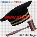 Set de déguisement de Juge, Avocat, Magistrat, Avoué (Chapeau + Marteau)