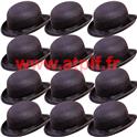 Lot de 12 CHAPEAUX MELON NOIR 