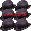 Lot de 6 CHAPEAUX MELON NOIR pas cher