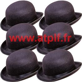 Lot de 6 CHAPEAUX MELON NOIR pas cher