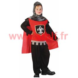 Déguisement enfant de Chevalier medieval noir & rouge Déguisement enfant de Chevalier medieval noir & rouge