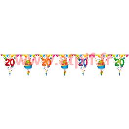Guirlande "joyeux anniversaire 20 ans " - 15 fanions 6 m