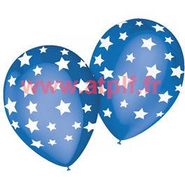 Pochette de 8 Ballons Ø29  "Etoiles Bleu roi"      